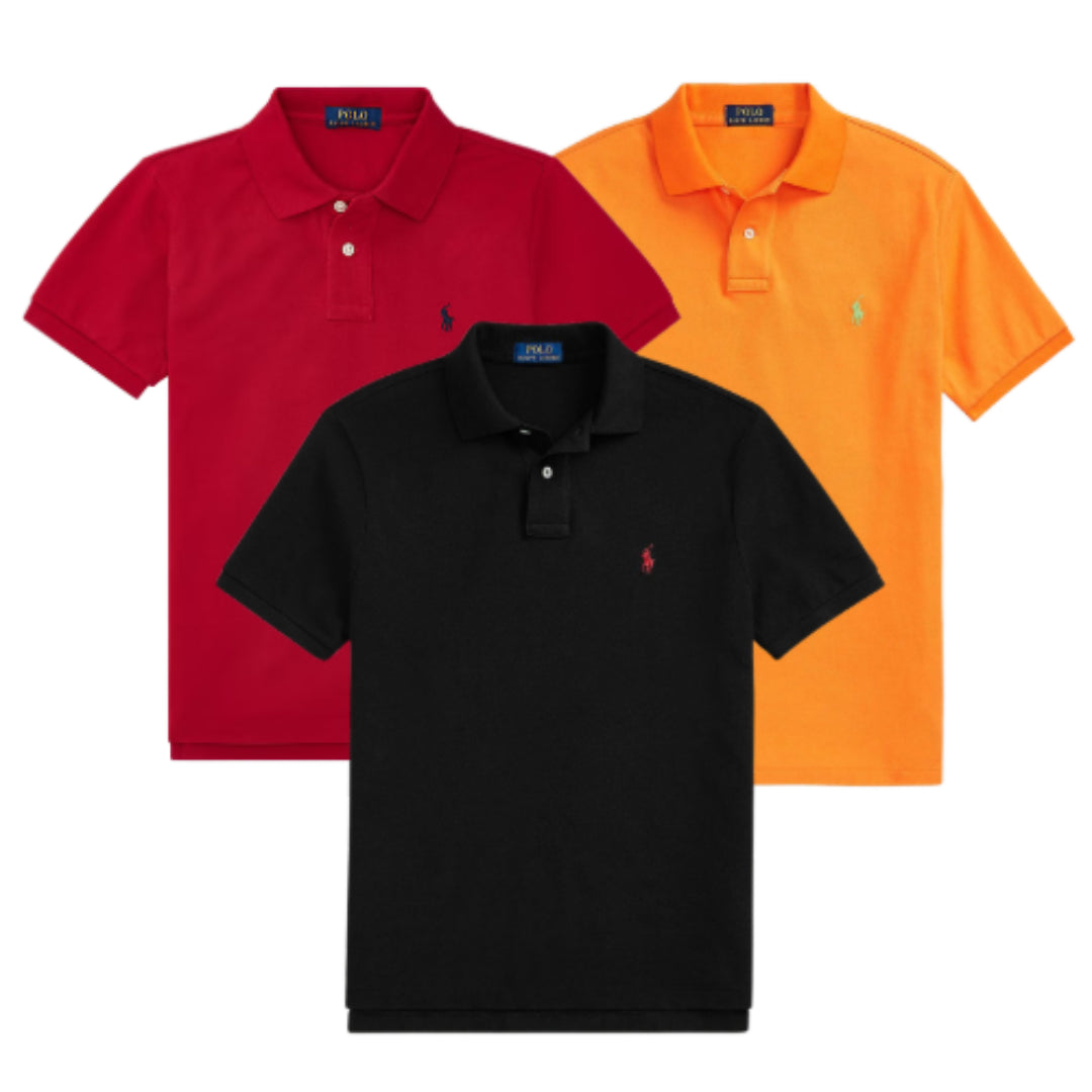 Kaufen Sie 1, erhalten Sie 3 – Polo-Shirt-Set aus Piqué-Baumwolle