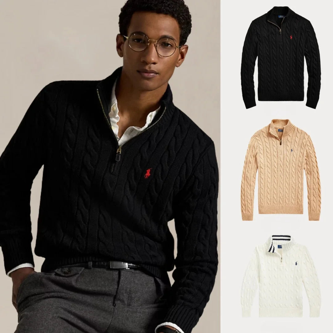 Kaufen Sie 1, erhalten Sie 3 – Winterset Baumwollstrickpullover mit Zopfmuster und Reißverschluss